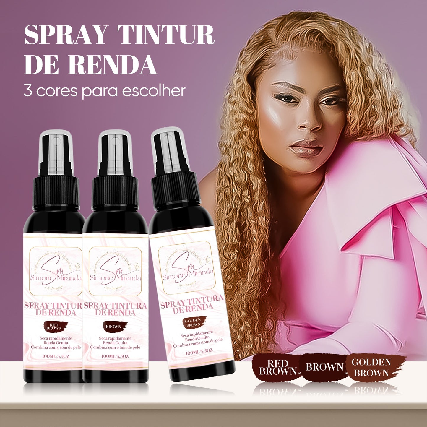 Spray para peruca castanho claro